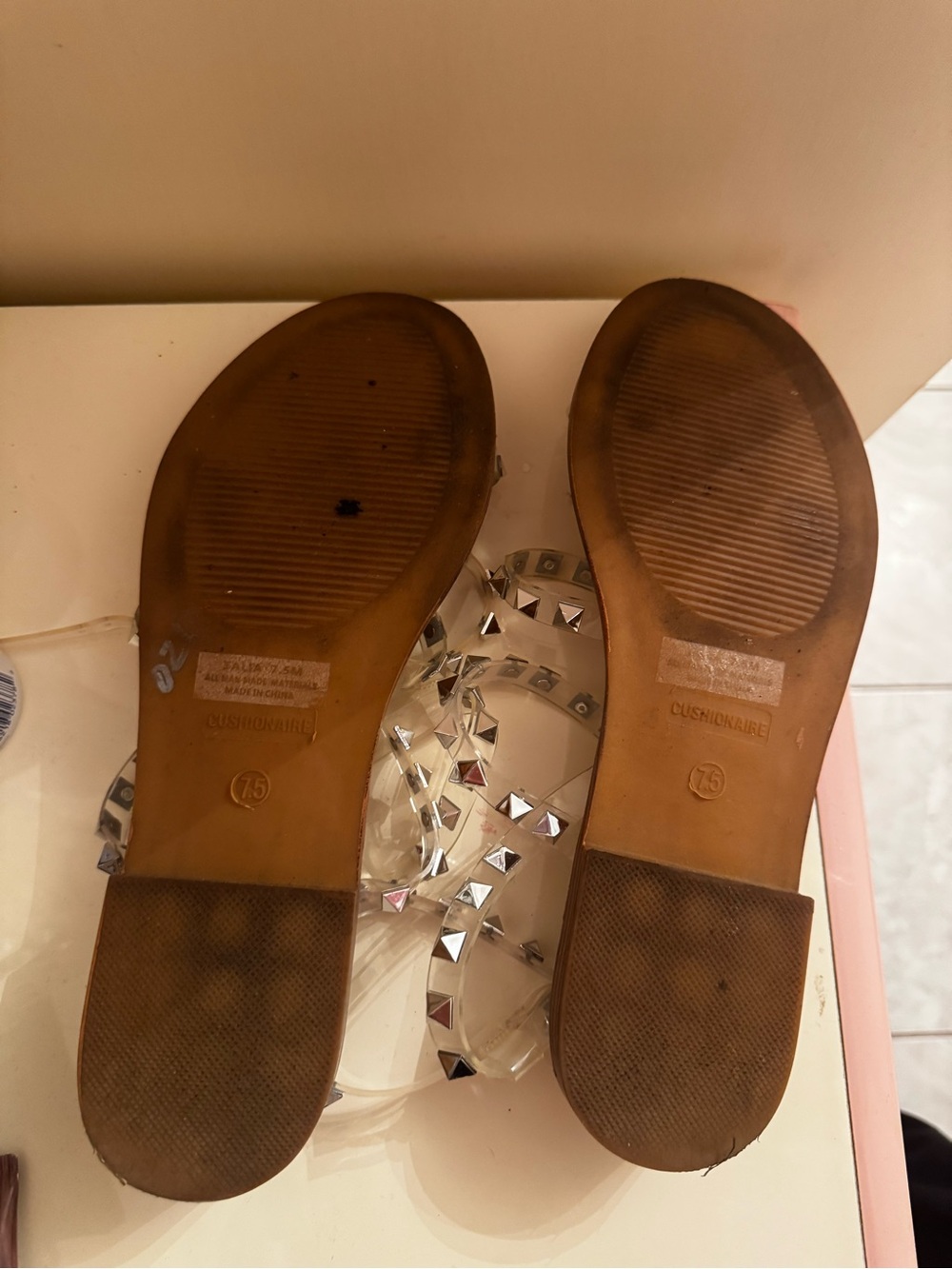Clear Strappy Sandals with Silver Pyramid Studs - Picture 3 of 3